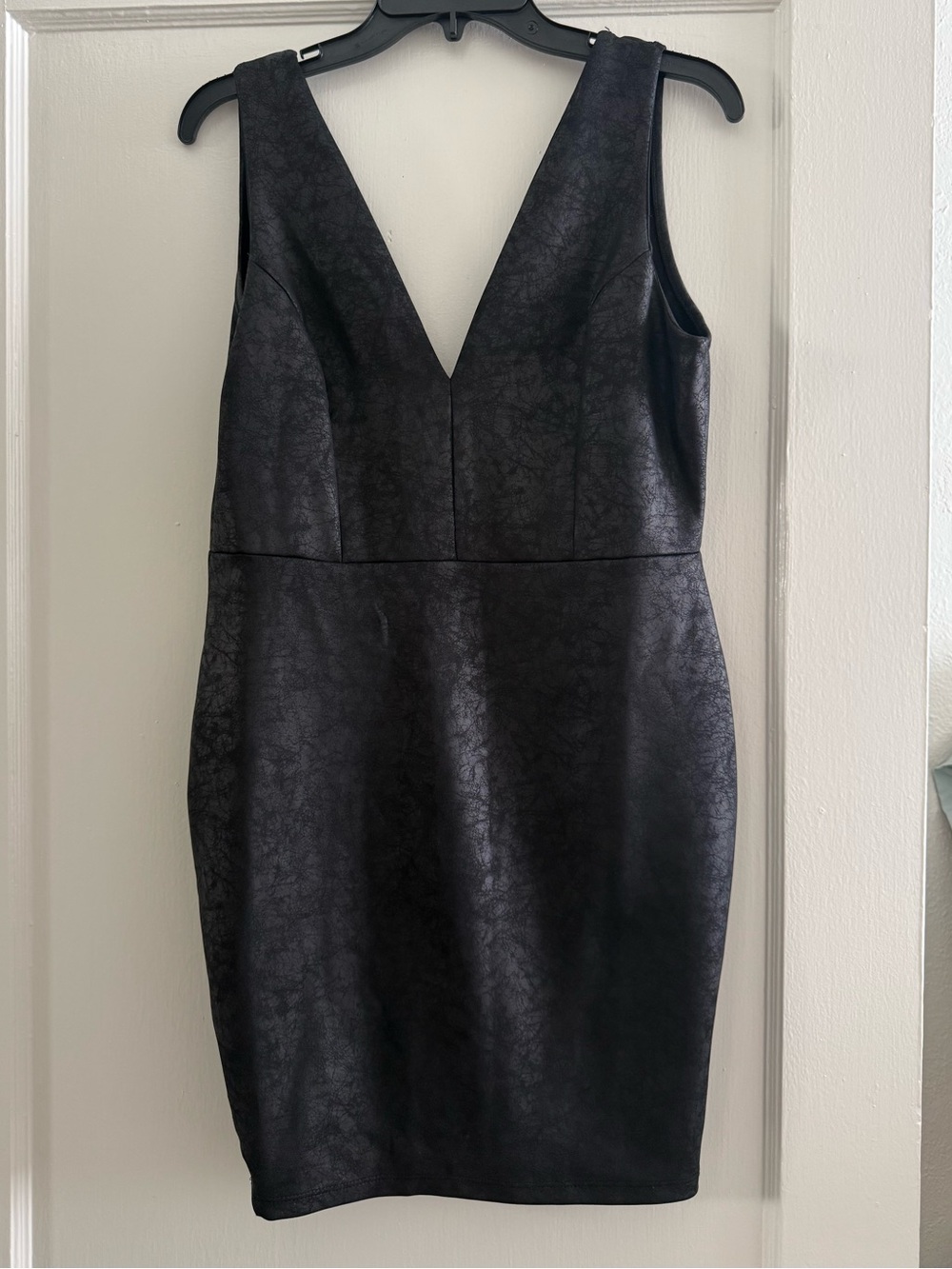 Charlotte Russe Black Faux-Leather V-Neck Mini Dress